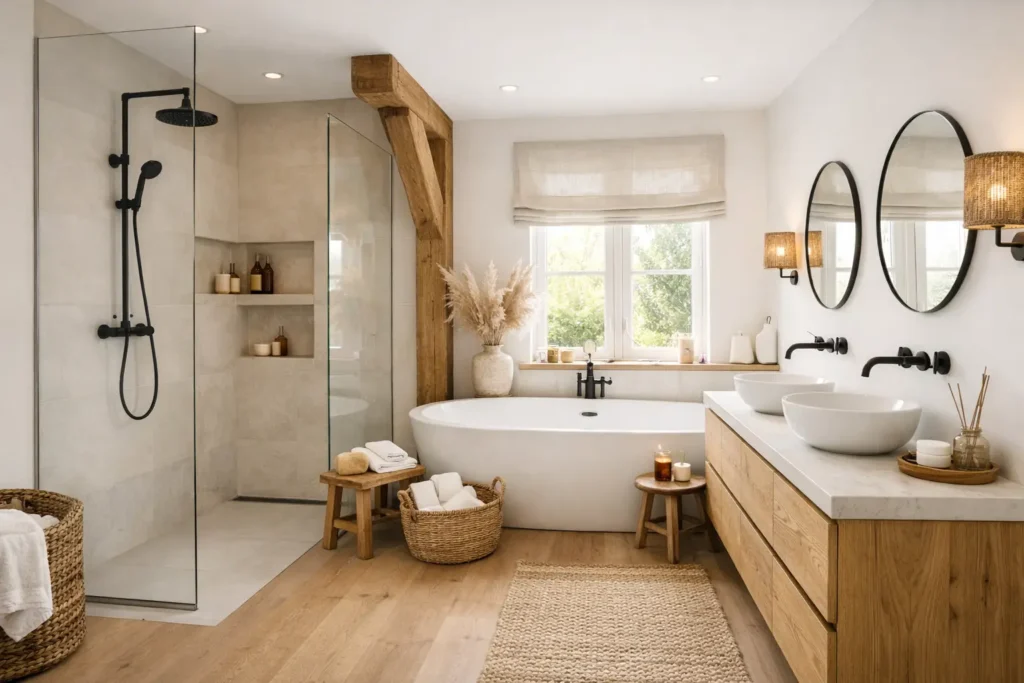 Badkamer inspiratie modern landelijk in Borne