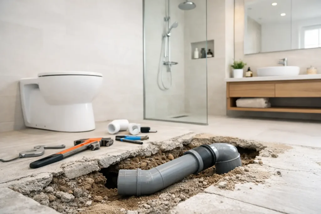 Stappenplan toilet afvoer verleggen Diepenheim